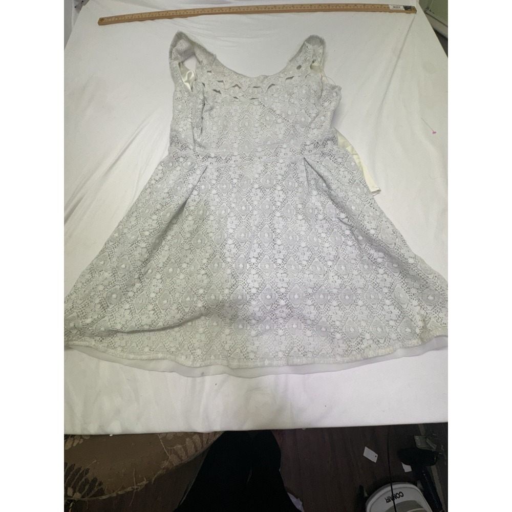 Miss Me Dress Women M White Mini Sleeveless Crochet Lace Boho Hippie Y2K Western